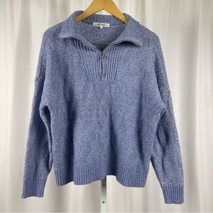Madison + Hudson 1X Y2K Retro 1/4 Zip Cable Knit Pullover Sweater Mockneck Boxy